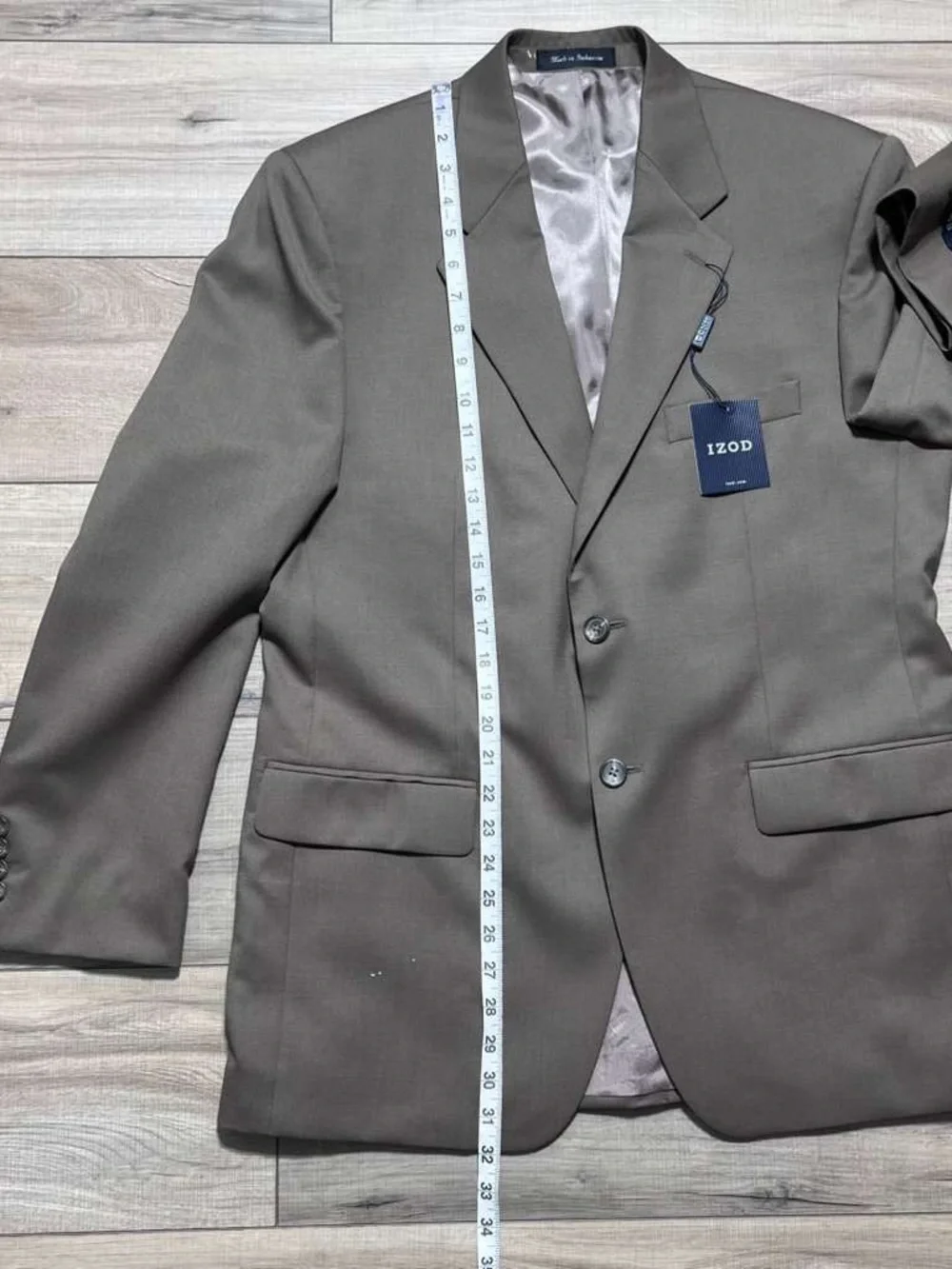 IZOD Mens 100% Wool 2 Button Suit Coat‎ Jacket Size 40R Taupe